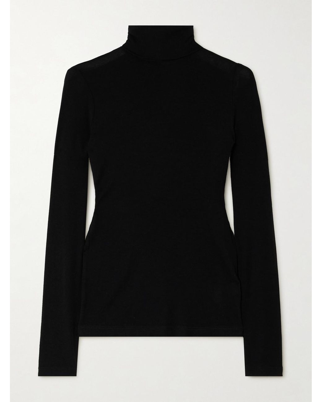 Agolde Black Pascale Stretch-Lyocell Turtleneck Top