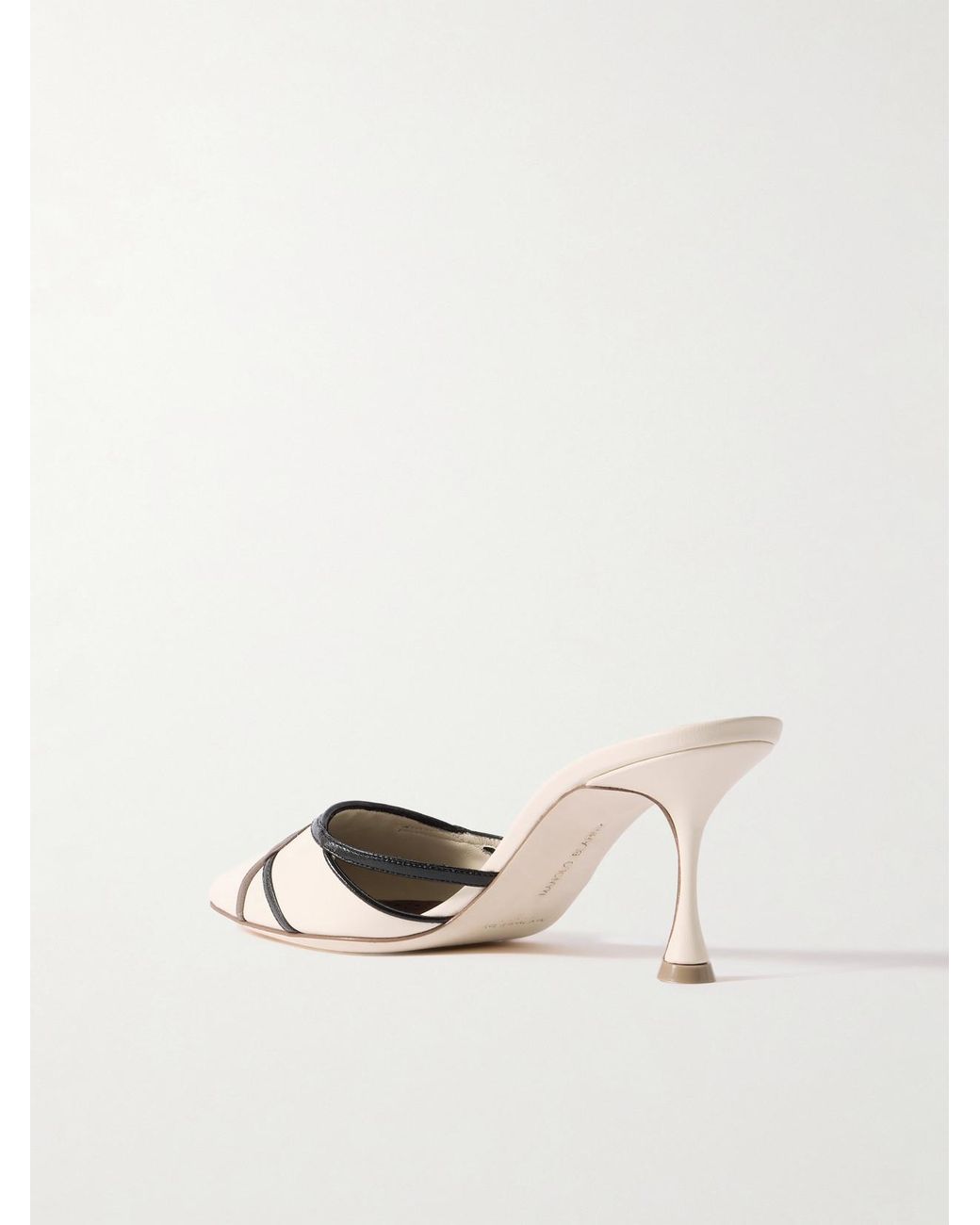 Manolo Blahnik Ragheb 70 Cutout Leather Mules in Natural | Lyst