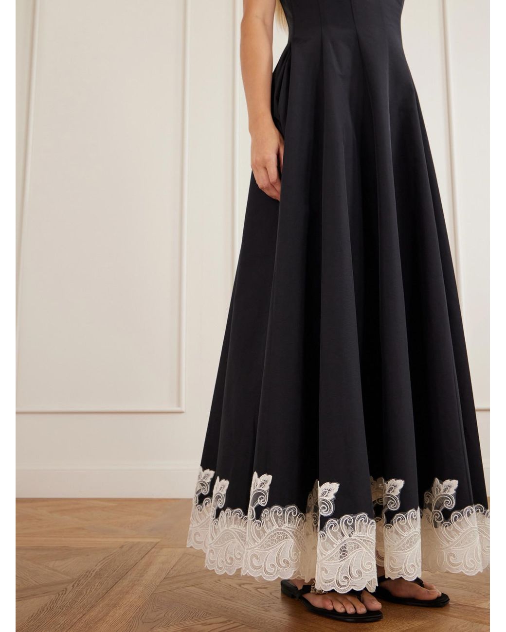 Jonathan Simkhai Blue Mira Lace-Trimmed Cotton-Blend Faille Maxi Dress