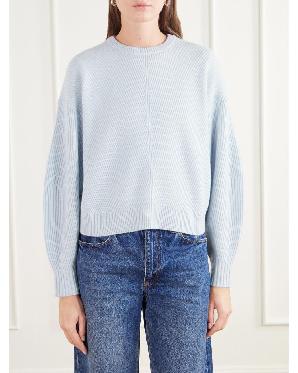 Theory Ribbed Cashmere Sweater in Blue | Lyst