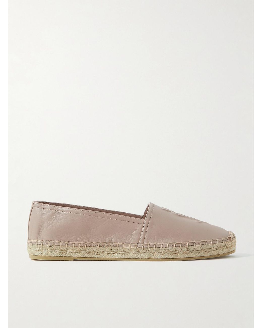 Saint Laurent White Logo-Embossed Leather Espadrilles