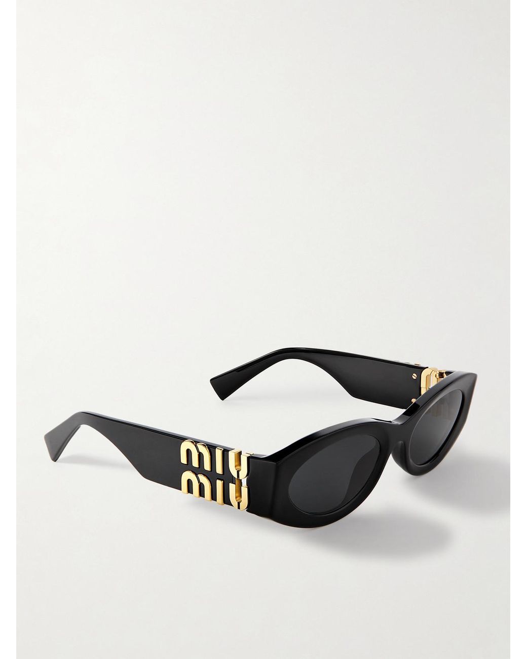 Miu Miu Black Glimpse Oval-Frame Acetate Sunglasses