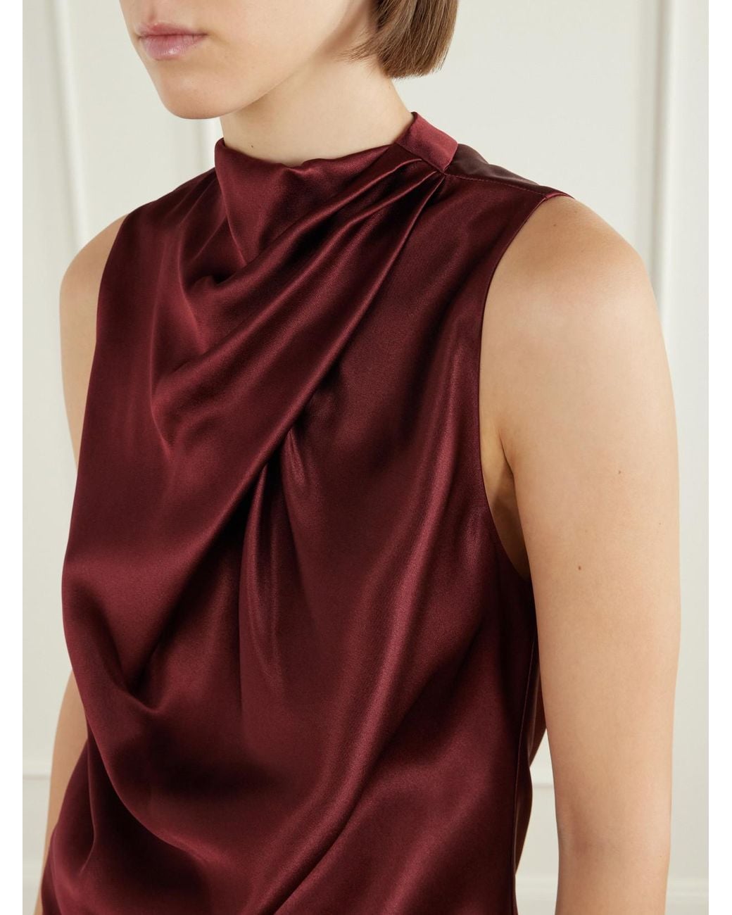 Gabriela Hearst Purple Melina Draped Silk-Satin Blouse