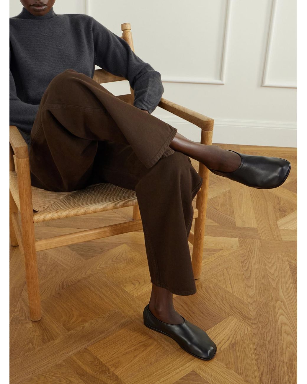Lemaire Brown Glove Leather Slip-Ons