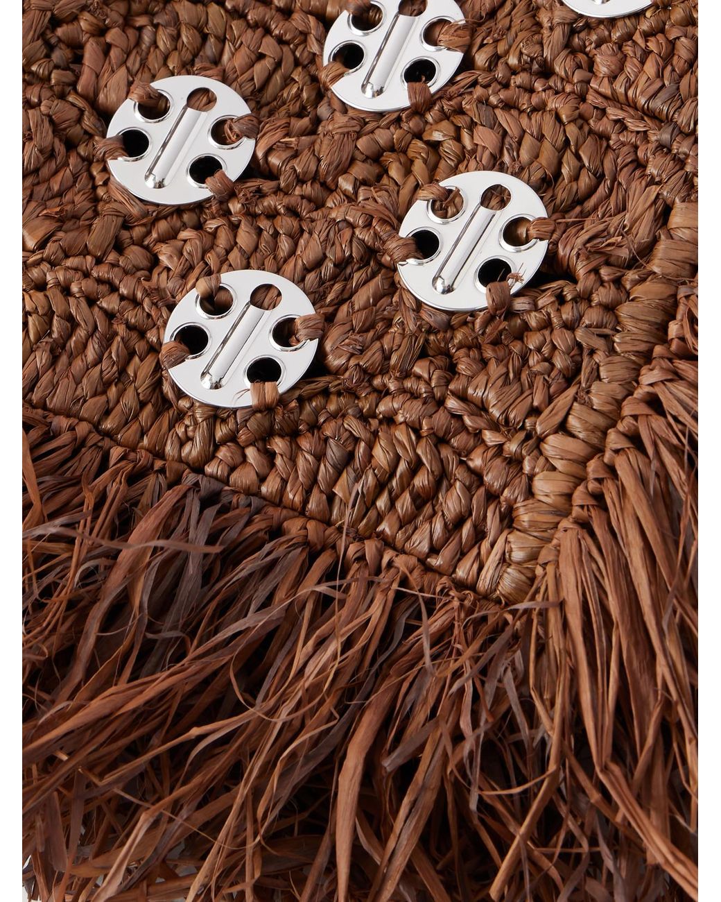 Rabanne Brown Embellished Raffia Shoulder Bag