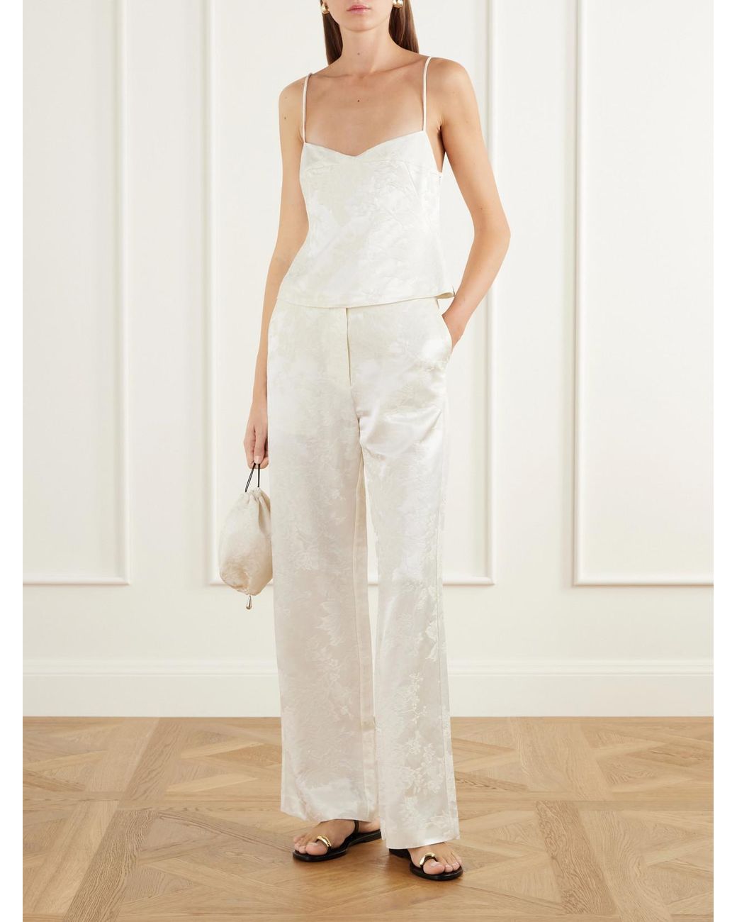 St. Agni Natural Wool And Silk-Blend Floral-Jacquard Cloqué Cami