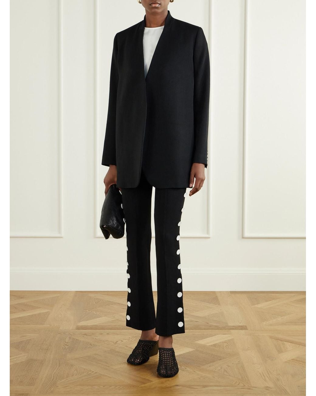 Proenza Schouler Blue Martina Button-Embellished Stretch-Jersey Skinny Pants