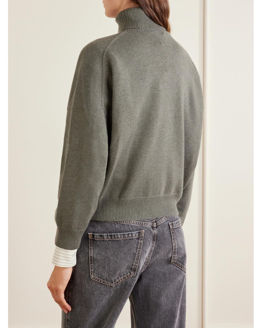Brunello Cucinelli Gray Cashmere Turtleneck Sweater