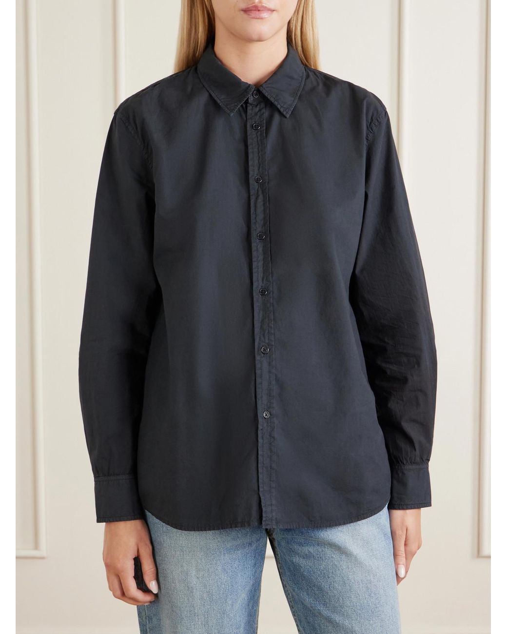 Nili Lotan Black Raphael Cotton-Poplin Shirt