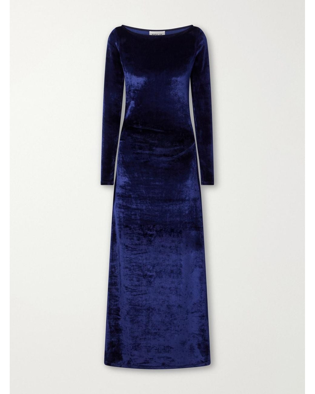 TOVE Blue Nicolette Velvet Maxi Gown