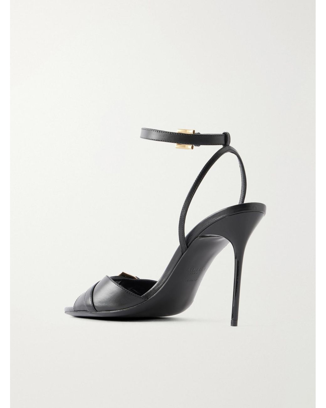 Balmain White Anthem 95 Buckle-Detailed Leather Sandals