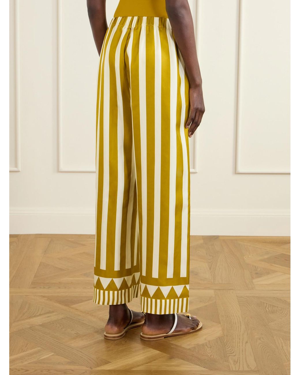 Eres Yellow Pacha Striped Silk-Twill Straight-Leg Pants