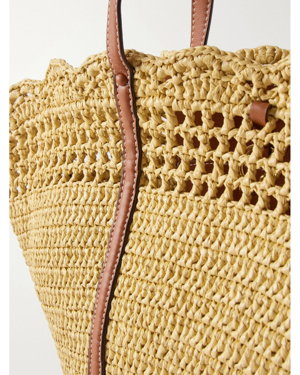 Ulla Johnson Metallic Marina Leather-Trimmed Raffia Tote