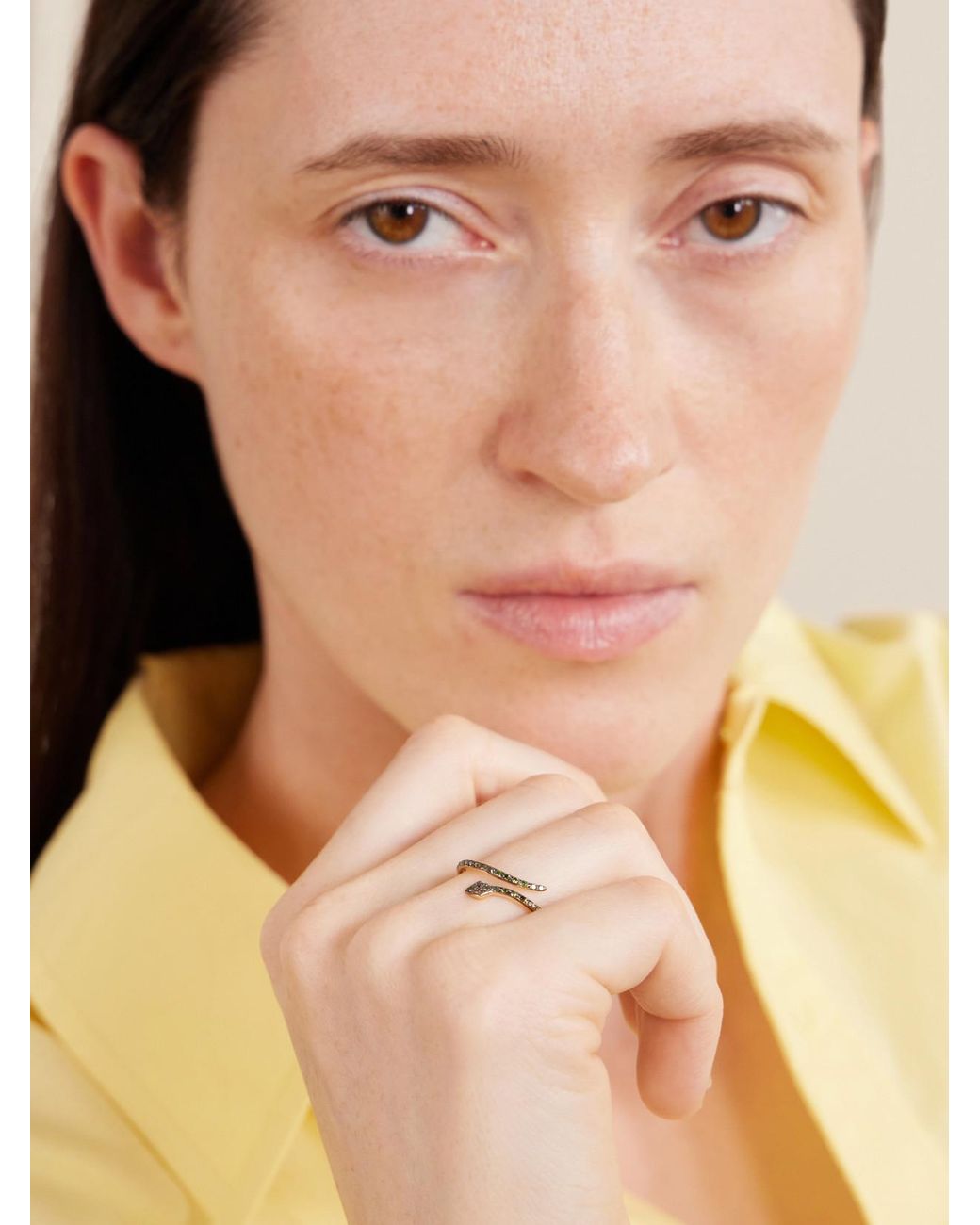Ileana Makri Natural Small Python 18-Karat And Burgundy Diamond Ring