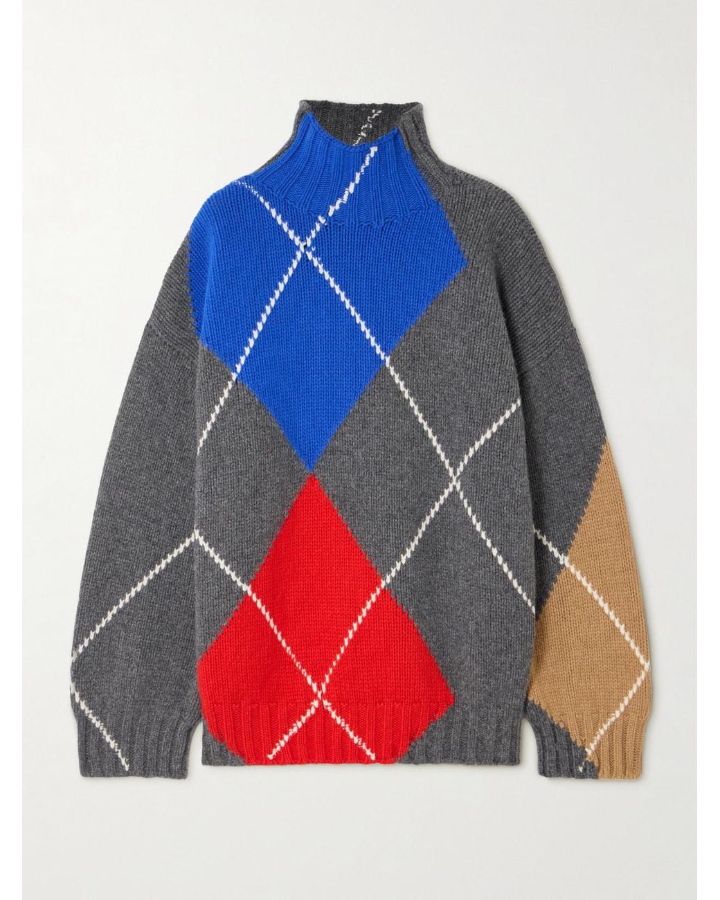 J.W. Anderson Blue Pringle Argyle Wool Turtleneck Sweater