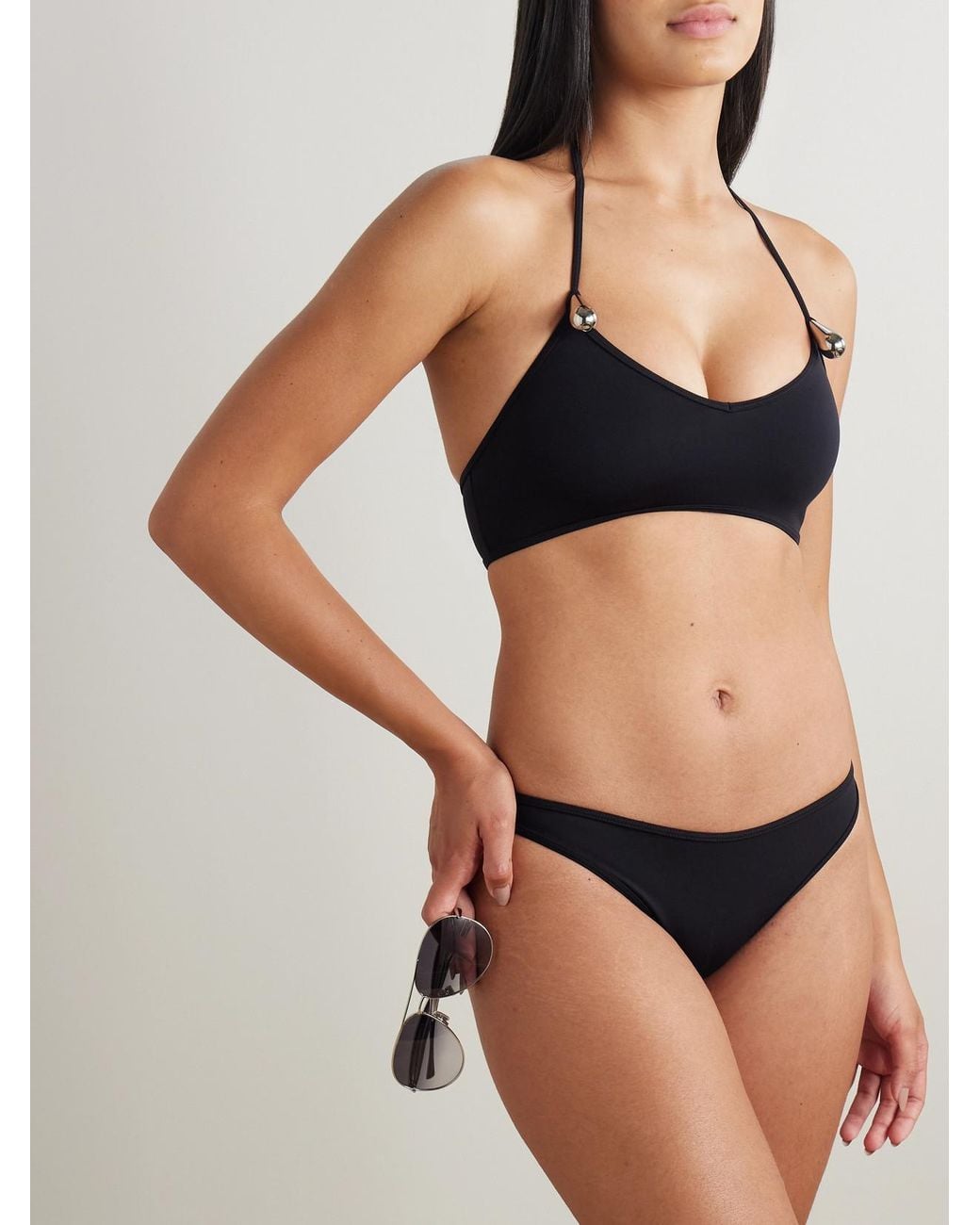 Bottega Veneta Black Embellished Halterneck Bikini
