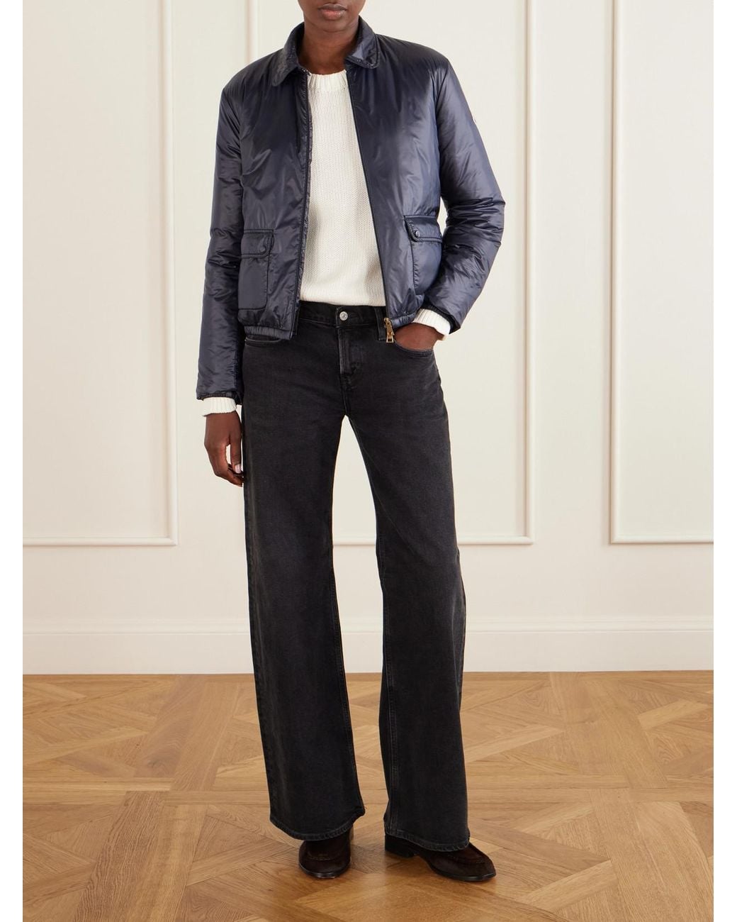 Moncler Blue Lanset Shell Down Jacket