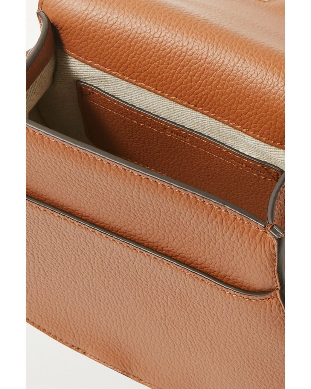 Chloé Brown Marcie Mini Textured-Leather Shoulder Bag