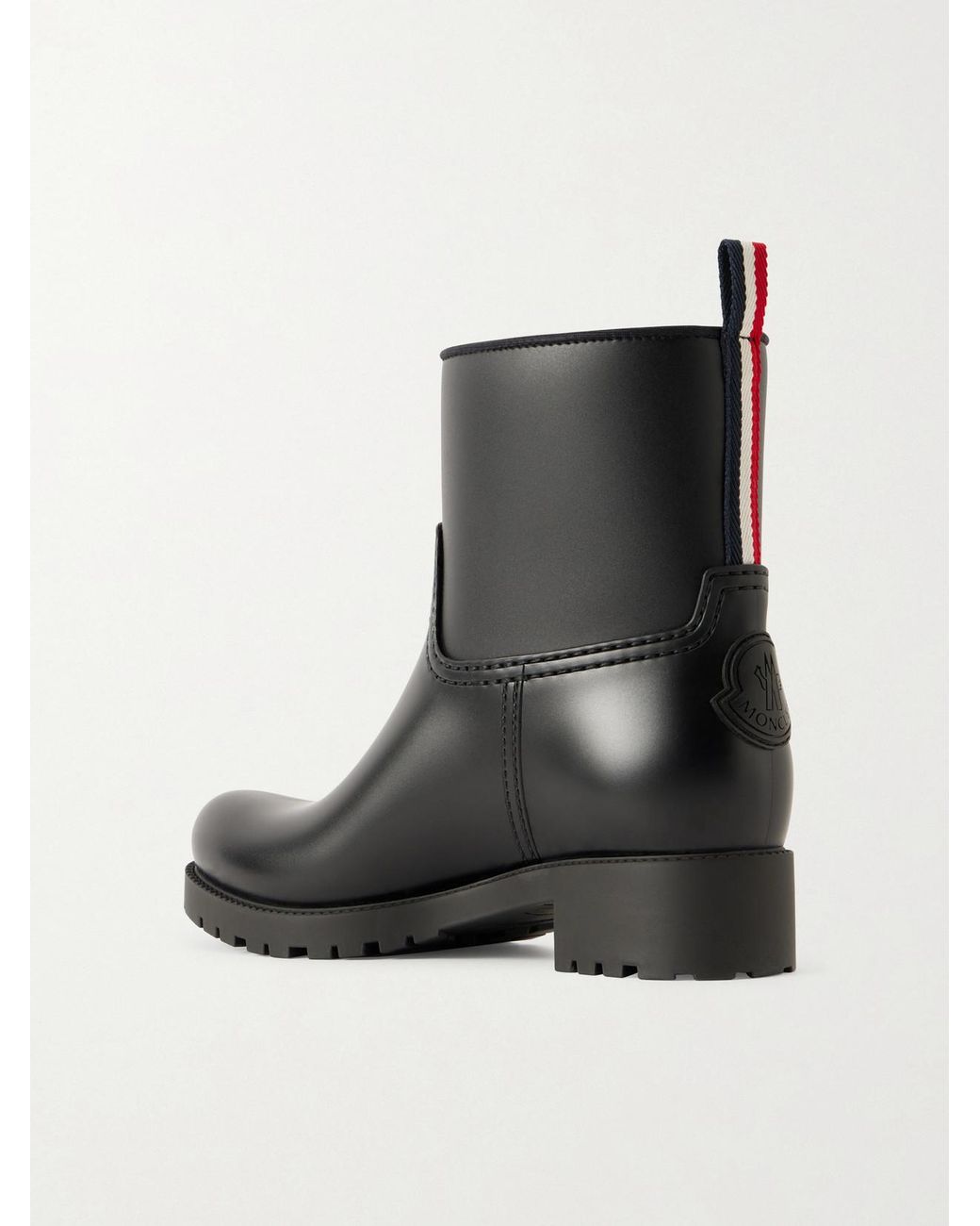 Moncler Black Ginette Grosgrain-Trimmed Rubber Rain Boots