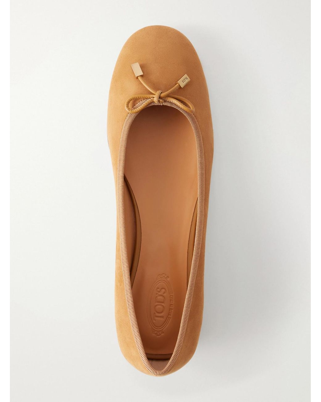 Tod's White Suede Ballet Flats