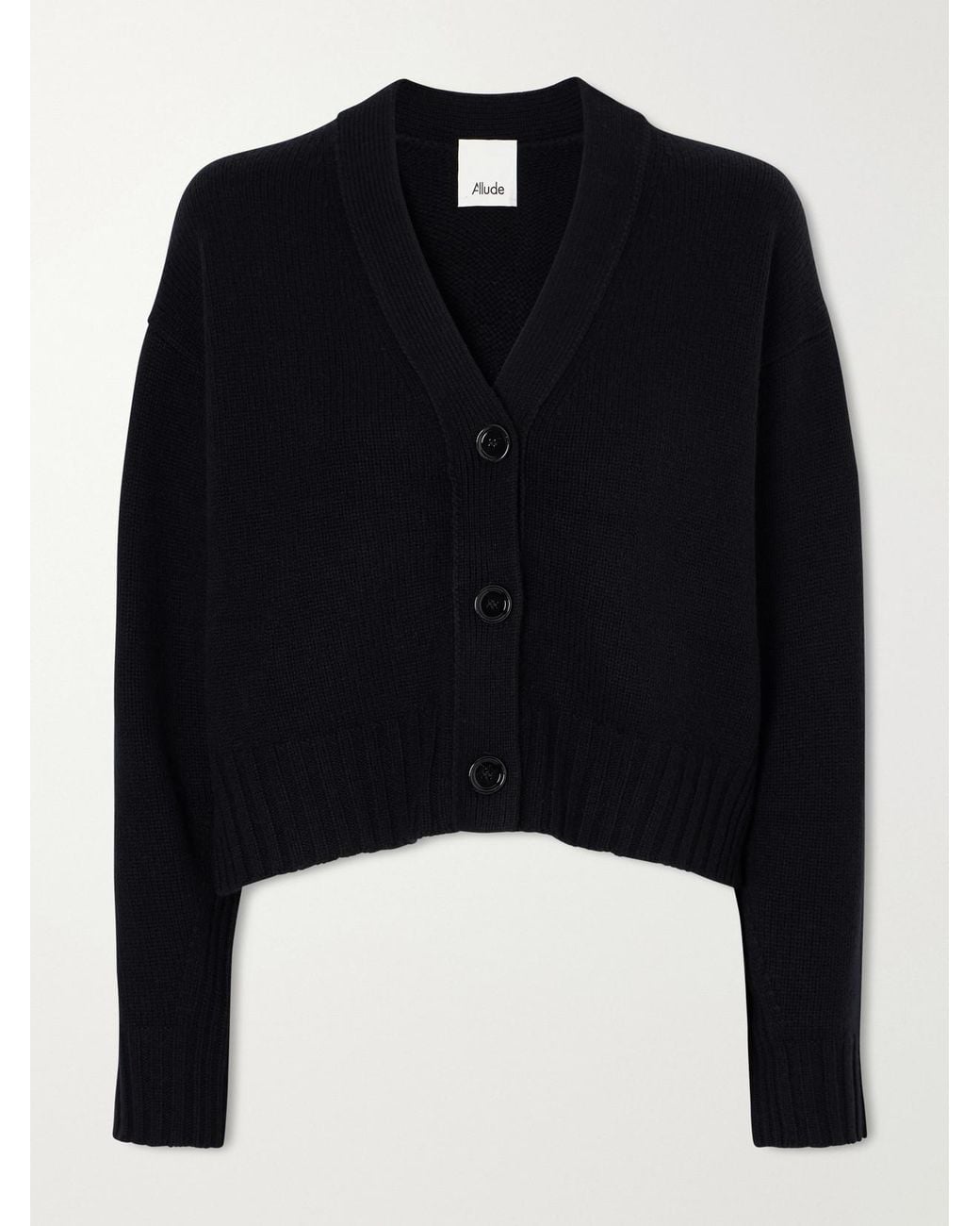 Allude Blue Cropped Wool And Cashmere-Blend Cardigan