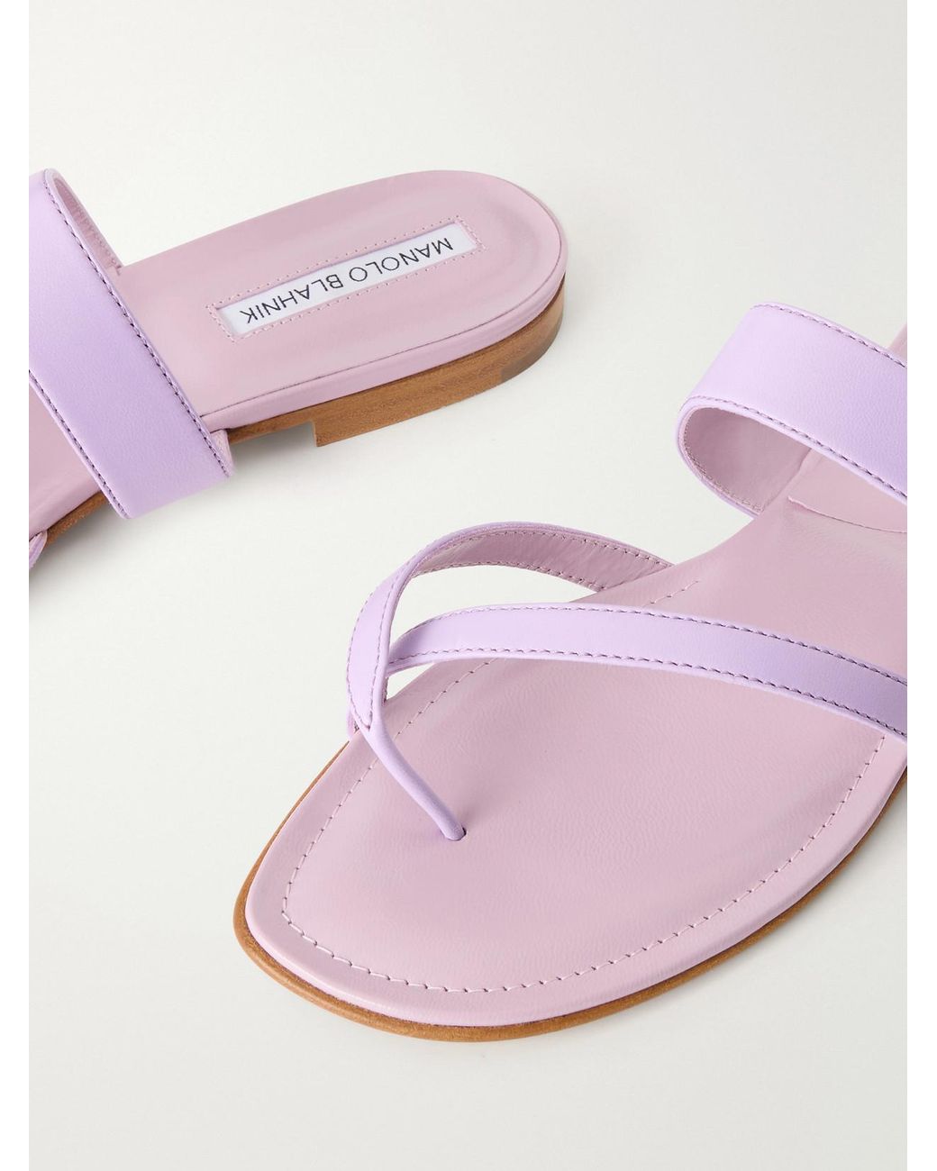 Manolo Blahnik Purple Susa Leather Sandals
