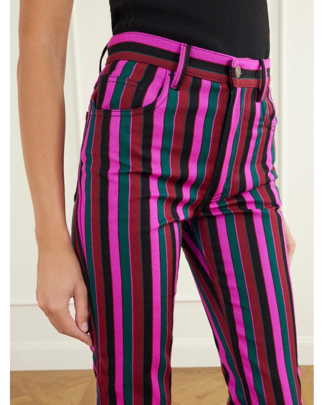 Chloé Purple Striped Virgin Wool Mid-Rise Skinny Pants