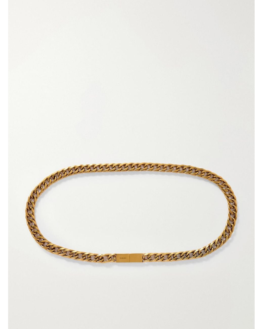 Saint Laurent White Burnished-Tone Belt