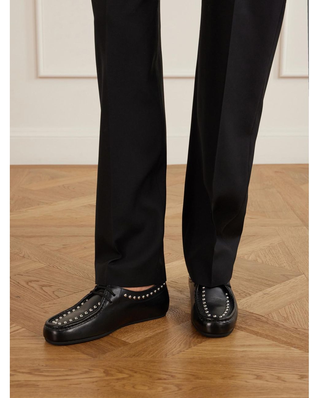 Jil Sander Black Hood Studded Leather Loafers