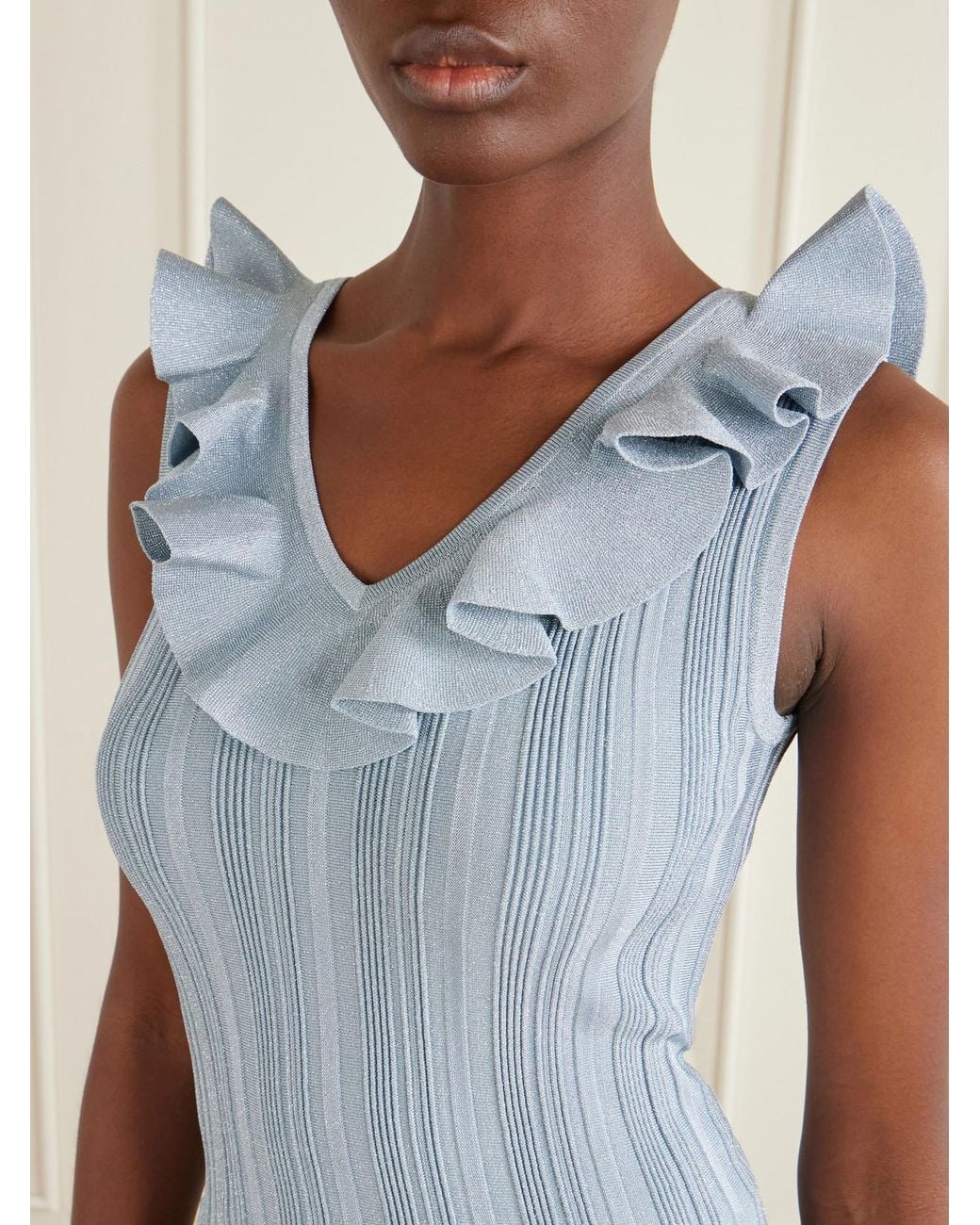 Zimmermann Blue Aster Metallic Ruffled Top