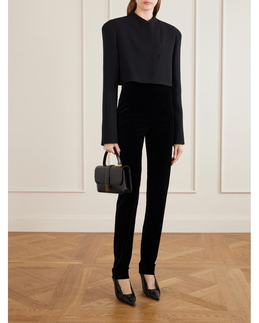 Khaite Black Samo Cropped Crepe Jacket