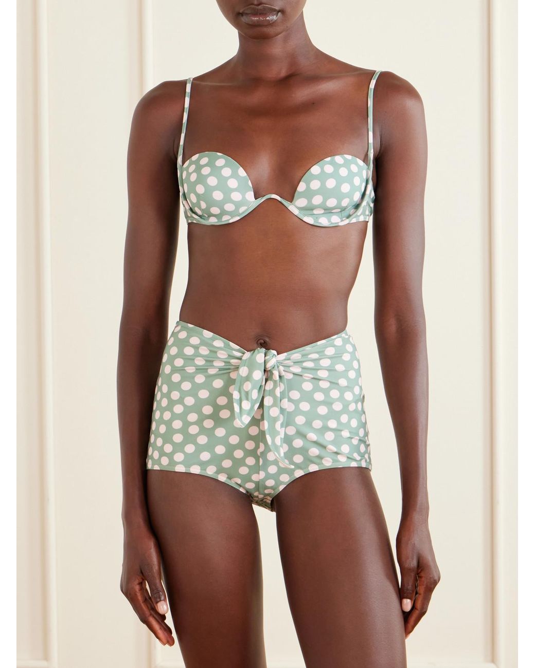 Alaïa Blue Knot-Detailed Polka-Dot Bikini