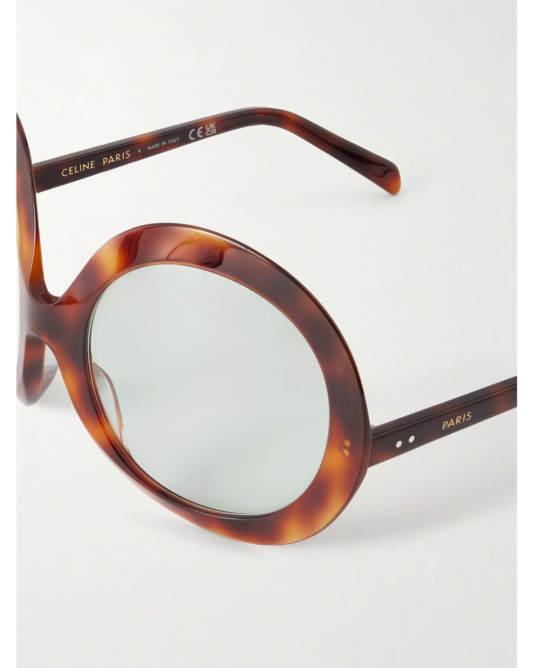 Céline Red Round-Frame Tortoiseshell Acetate Sunglasses