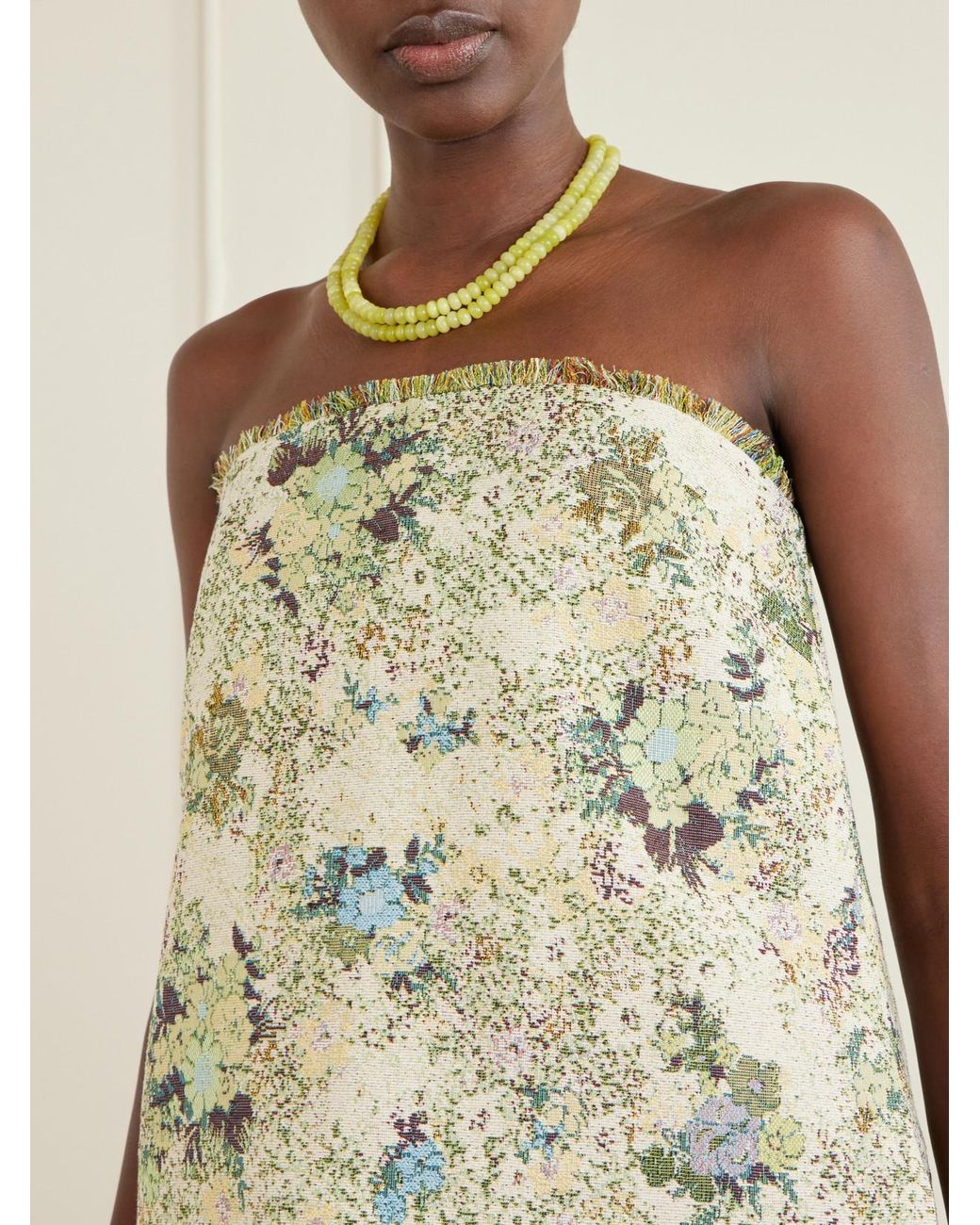 ALÉMAIS Natural Whitney Strapless Floral-Jacquard Bustier Top