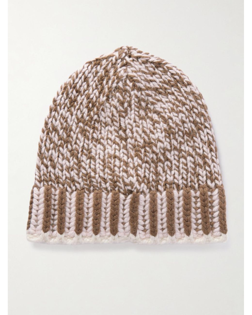 Moncler Natural Ribbed Wool-Blend Beanie