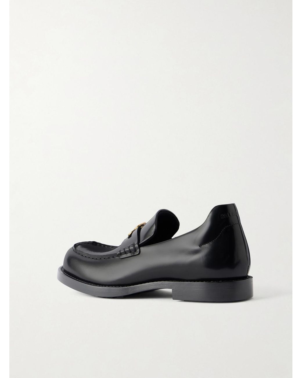 Balenciaga Black Embellished Leather Loafers