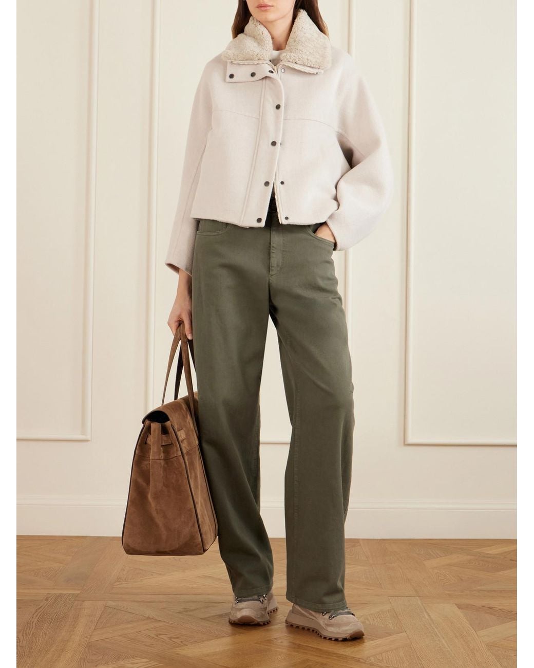 Brunello Cucinelli Green High-Rise Wide-Leg Jeans