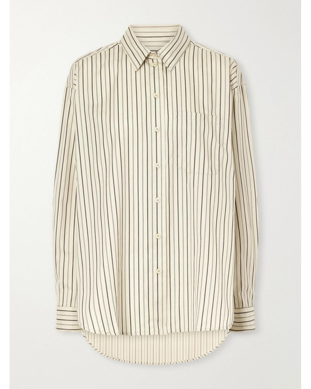 Jamie Haller Natural The Essential Drop-Tail Striped Cotton-Poplin Shirt