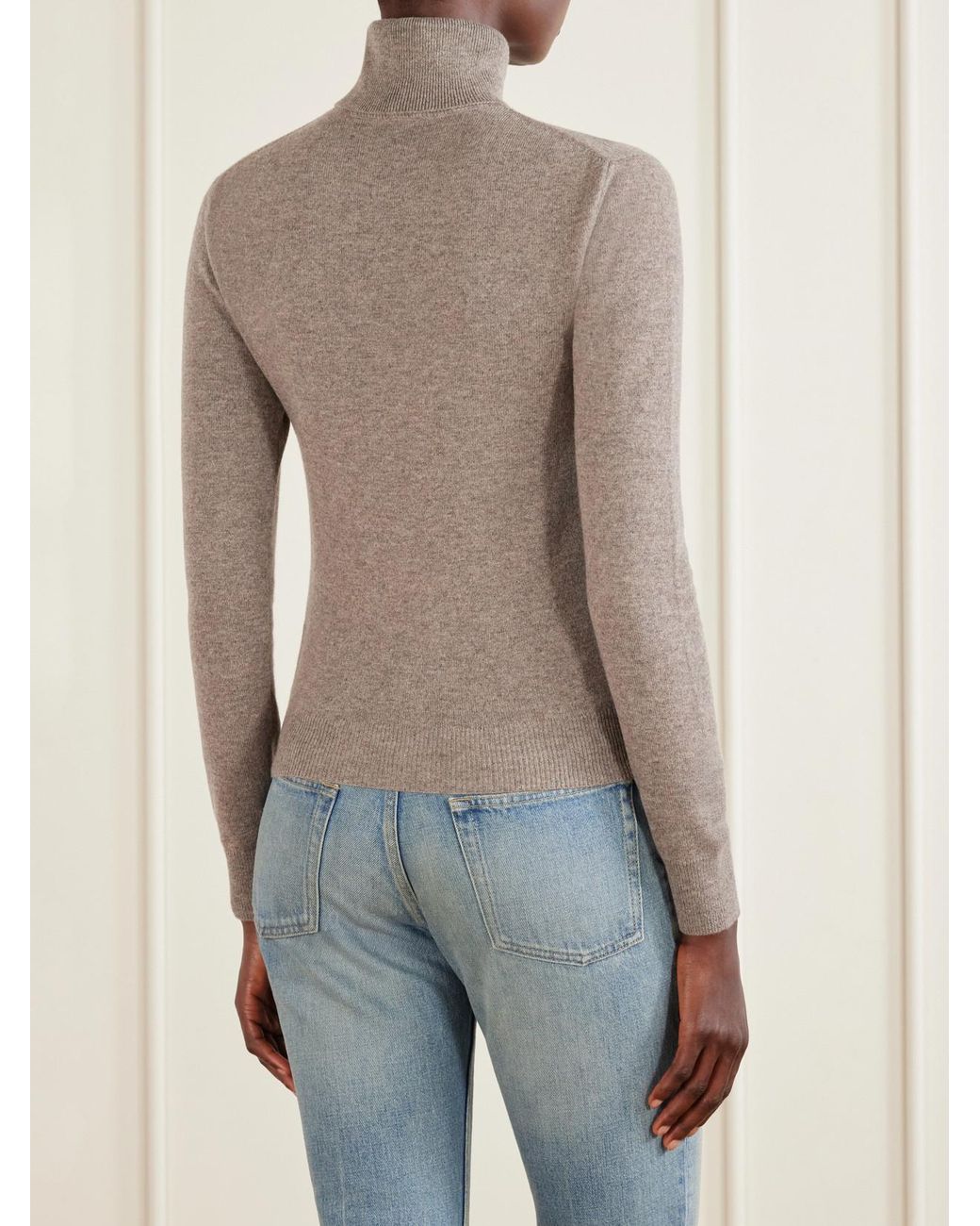 Saint Laurent Natural Cashmere Turtleneck Sweater