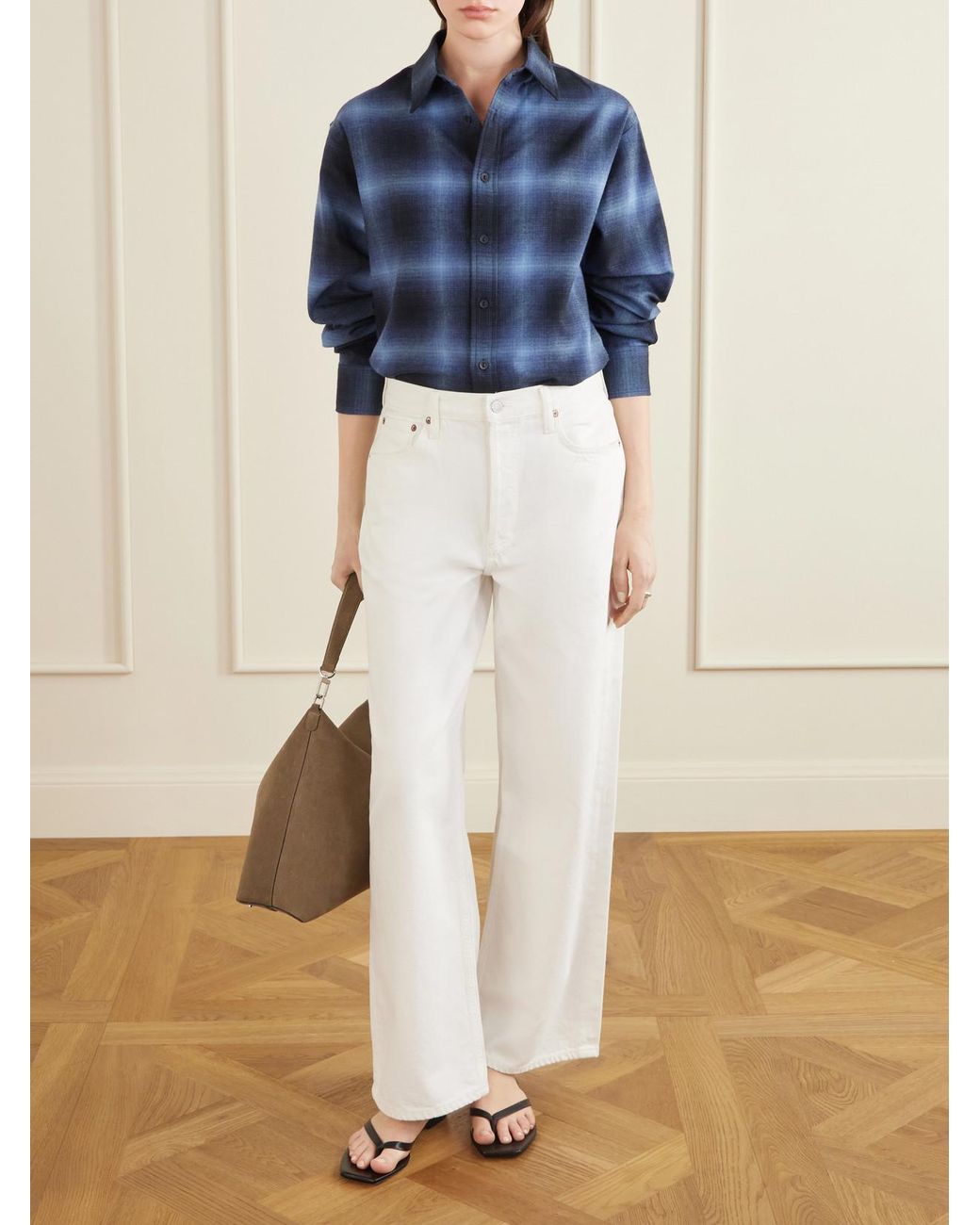 Matteau Blue Checked Cotton-Flannel Shirt