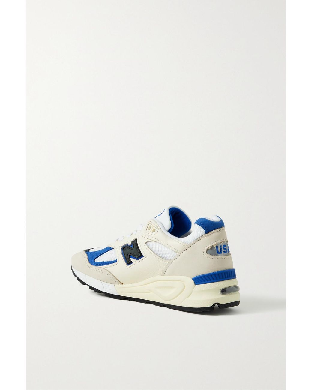 Documento cocinar una comida Cambiarse de ropa New Balance 990 V2 Leather And Suede-trimmed Mesh Sneakers in Blue | Lyst