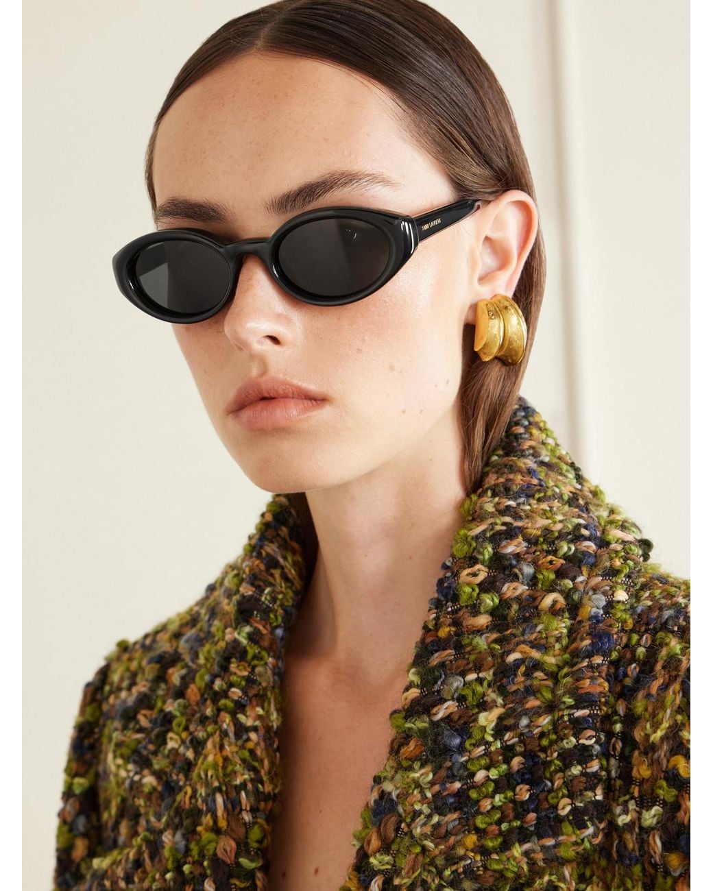 Saint Laurent Gray Sl 567 Plump Cat-Eye Injected Sunglasses