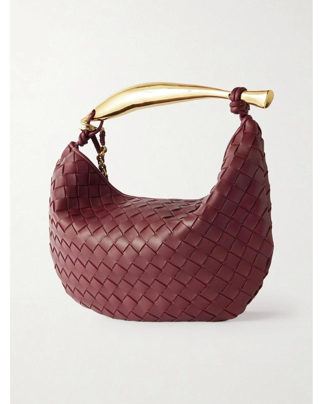 Bottega Veneta Pink Sardine Small Intrecciato Leather Shoulder Bag With Chain