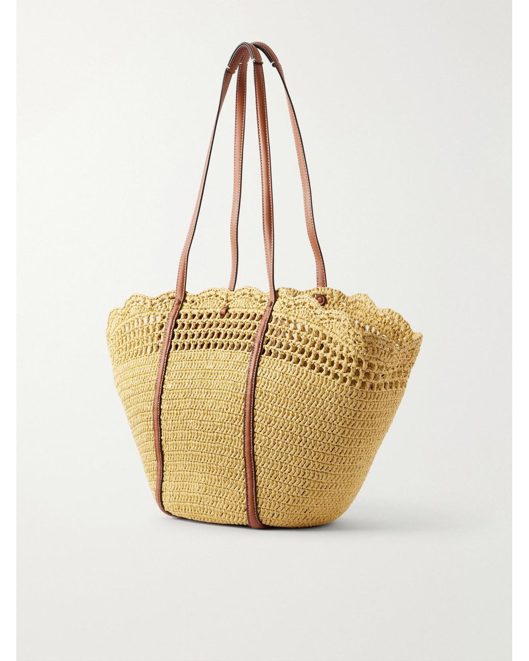 Ulla Johnson Metallic Marina Leather-Trimmed Raffia Tote