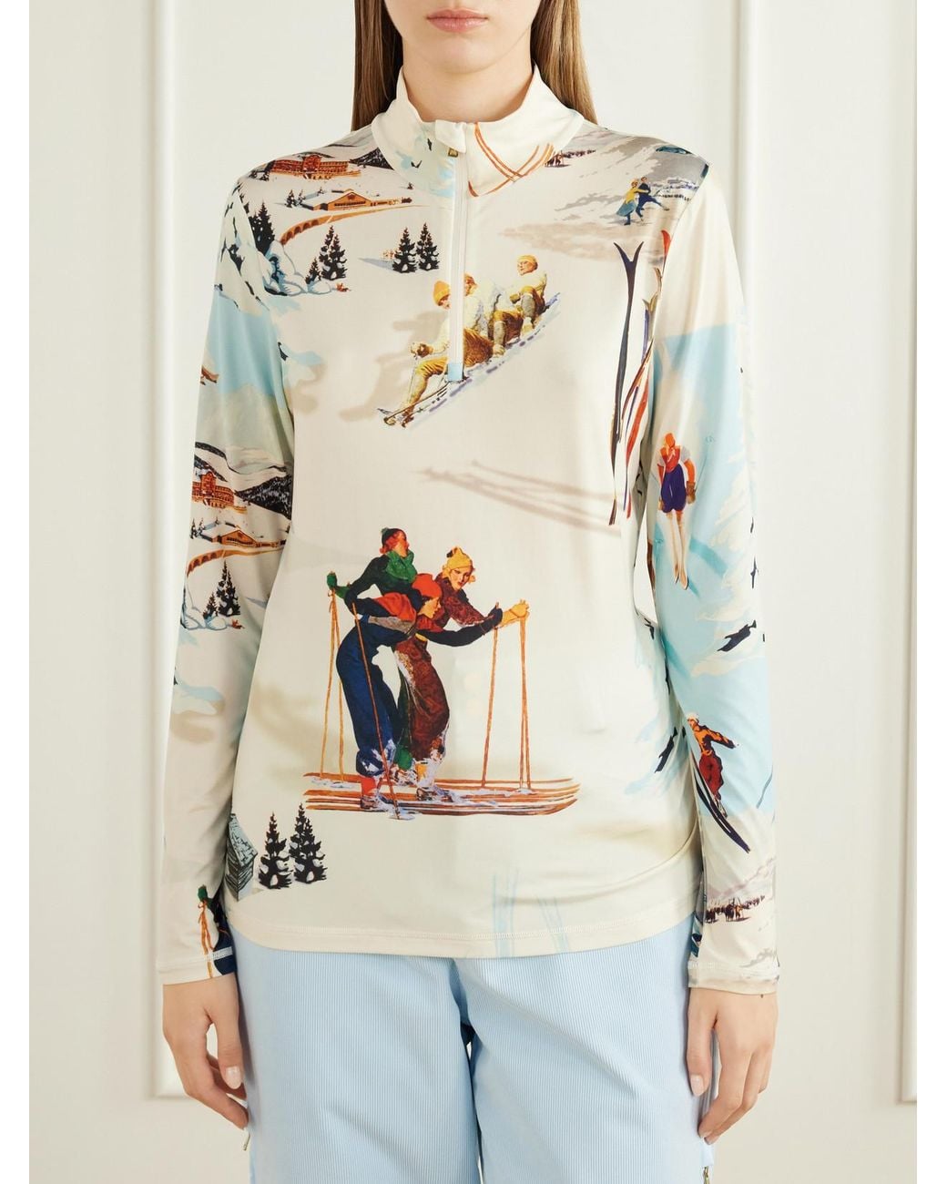 Bogner Multicolor Beline Printed Stretch-Shell Zip-Up Base Layer
