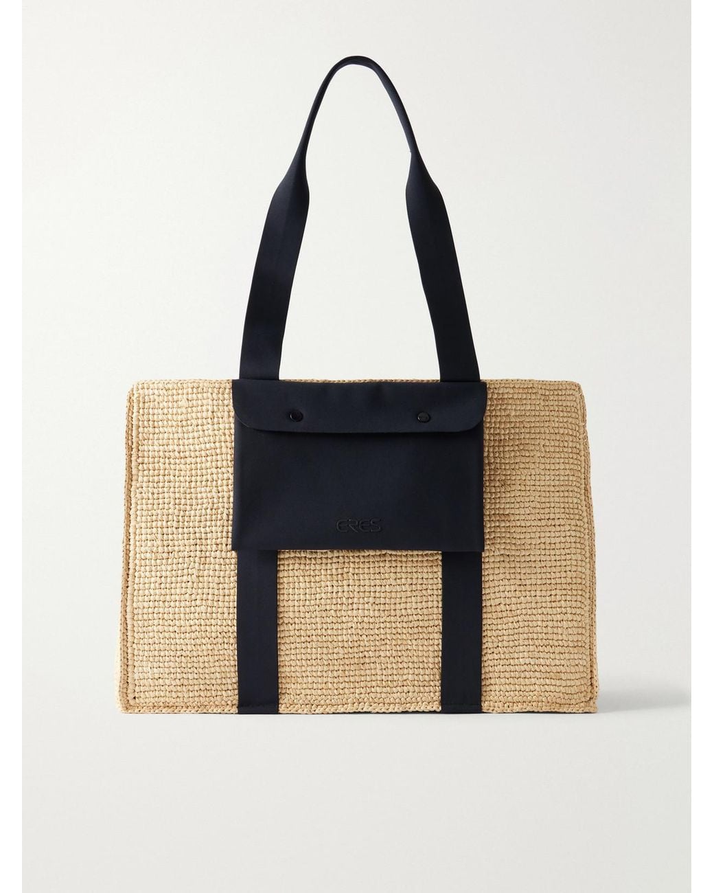 Eres Black Faux Raffia Tote Bag