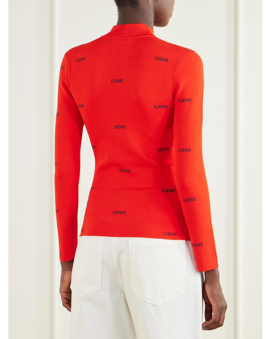 Loewe Logo-Embroidered Ribbed-Knit Turtleneck Sweater