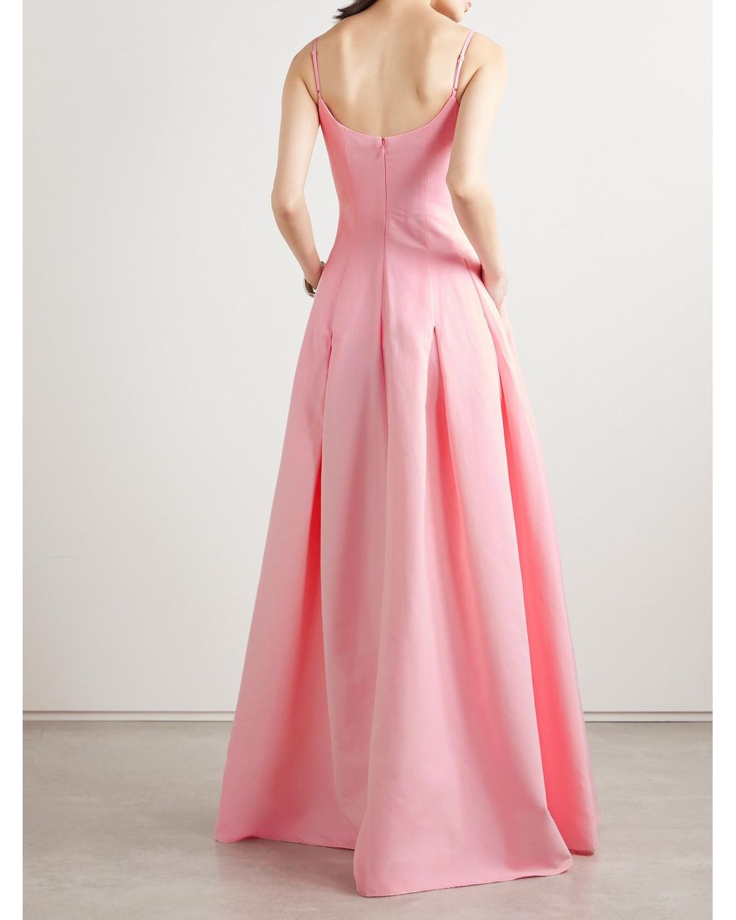 STAUD Joy Pleated Cotton-Blend Faille Maxi Dress in Pink | Lyst