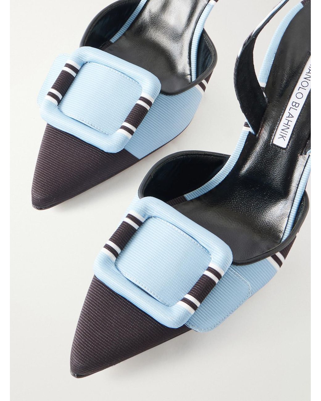 Manolo Blahnik Blue Emilia Wickstead Maysli 70 Striped Grosgrain Slingback Pumps