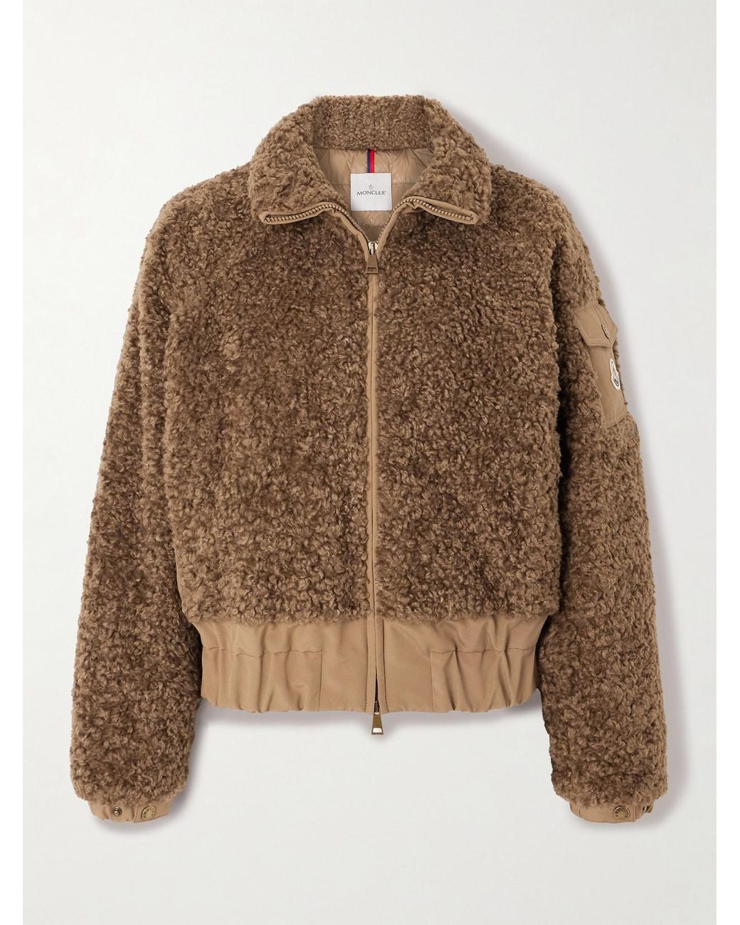 Moncler Brown Coligny Shell-Trimmed Fleece Down Jacket